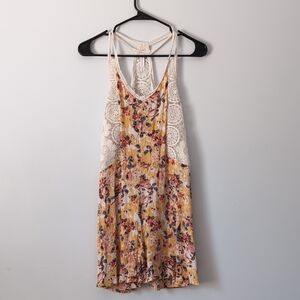 Xhilaration Yellow Floral Lace Dress